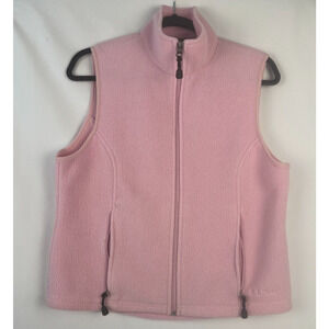 LL BEAN Vest Womens Pink Size S Fleece WInter Full Zip Mom Wife Walking Hiking